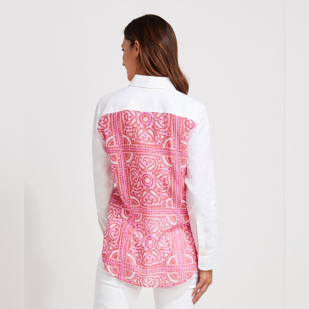 Vineyard Vines Island Scarf Print Back Button down size 16 pink